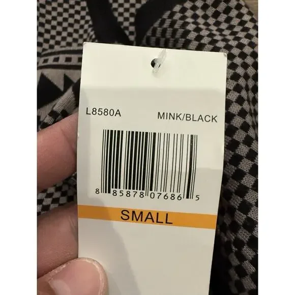 Nina Leonard Womens Geometric Print Mink Black Knit Sweater Dress Size L NWT NEW - Picture 6 of 10